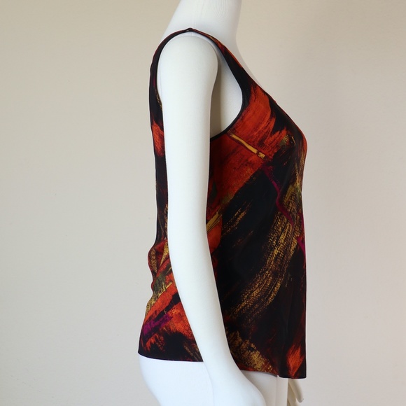 On bias sleeveless silk top in burnt ember tones - Picture 4 of 10
